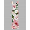 Vacation Couple Outfit Watercolor Floral Leaf Print Ruffle Slit V Neck Mermaid Bodycon Dress and Long Sleeve Shirt Set - Blanc S | US 4