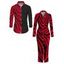 Casual Couple Outfit Colorblock Tiger Print Ruched Button Up Bodycon Shirt Dress and Long Sleeve Shirt Set - Rouge S | US 4