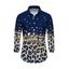 Men's Vintage Shirt Leopard Print Panel Button Up Long Sleeve Shirt - Concorde 5XL