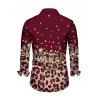 Men's Vintage Shirt Leopard Print Panel Button Up Long Sleeve Shirt - Rouge Vineux M