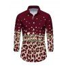Men's Vintage Shirt Leopard Print Panel Button Up Long Sleeve Shirt - Rouge Vineux M