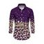 Men's Vintage Shirt Leopard Print Panel Button Up Long Sleeve Shirt - Concorde 5XL