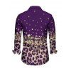 Men's Vintage Shirt Leopard Print Panel Button Up Long Sleeve Shirt - Concorde 5XL