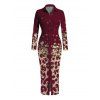 Vintage Shirt Dress Leopard Print Panel Turn Down Collar Ruched Bodycon Dress - Rouge Vineux S | US 4