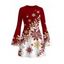 Christmas Dress Ombre Snowflake Print Bell Sleeve A Line Holiday Dress - Rouge Vineux M | US 6
