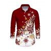 Men's Christmas Shirt Ombre Snowflake Print Button Up Long Sleeve Holiday Shirt - Rouge Vineux S