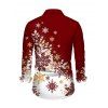 Men's Christmas Shirt Ombre Snowflake Print Button Up Long Sleeve Holiday Shirt - Rouge Vineux 2XL