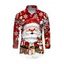 Men's Christmas Shirt Cartoon Santa Claus Elk Snowflake Print Button Up Long Sleeve Holiday Shirt - Rouge Vineux S