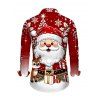 Men's Christmas Shirt Cartoon Santa Claus Elk Snowflake Print Button Up Long Sleeve Holiday Shirt - Rouge Vineux XL