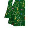 Christmas Dress Colored LED String Lights Print Bell Sleeve A Line Holiday Dress - PLANT GREEN XL | US 12