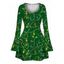 Christmas Dress Colored LED String Lights Print Bell Sleeve A Line Holiday Dress - PLANT GREEN L | US 8-10