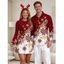 Christmas Couple Outfit Ombre Snowflake Print Bell Sleeve A Line Dress and Long Sleeve Shirt Holiday Set - Rouge Vineux S | US 4