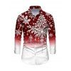 Holiday Couple Outfit Christmas Tree Snowflake Ombre Print Bell Sleeve A Line Dress and Long Sleeve Shirt Set - Rouge Vineux S | US 4