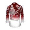 Holiday Couple Outfit Christmas Tree Snowflake Ombre Print Bell Sleeve A Line Dress and Long Sleeve Shirt Set - Rouge Vineux S | US 4
