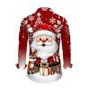 Christmas Couple Outfit Cartoon Santa Claus Elk Snowflake Print Faux Fur A Line Dress and Long Sleeve Shirt Holiday Set - Rouge Vineux S | US 4