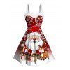 Christmas Couple Outfit Cartoon Santa Claus Elk Snowflake Print Faux Fur A Line Dress and Long Sleeve Shirt Holiday Set - Rouge Vineux S | US 4