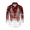 Christmas Couple Outfit Contrast Color Christmas Tree Print Crossover Belt A Line Dress and Long Sleeve Shirt Holiday Set - Rouge Vineux S | US 4