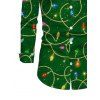 Christmas Couple Outfit Colored LED String Lights Print Bell Sleeve A Line Dress and Long Sleeve Shirt Holiday Set - PLANT GREEN S | US 4