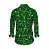 Christmas Couple Outfit Colored LED String Lights Print Bell Sleeve A Line Dress and Long Sleeve Shirt Holiday Set - PLANT GREEN S | US 4