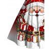 Christmas Dress Cartoon Santa Claus Elk Snowflake Print Faux Fur A Line Holiday Dress - Rouge Vineux L | US 8-10