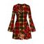 Christmas Party Dress Red Green Plaid Poinsettia Floral Print Bell Sleeve A Line Holiday Dress - Rouge foncé M | US 6