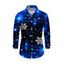 Men's Christmas Shirt Starry Sky Snowflake Print Button Up Long Sleeve Holiday Shirt - Bleu profond M