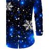 Men's Christmas Shirt Starry Sky Snowflake Print Button Up Long Sleeve Holiday Shirt - Bleu profond M