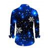 Men's Christmas Shirt Starry Sky Snowflake Print Button Up Long Sleeve Holiday Shirt - Bleu profond M