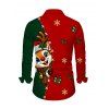 Men's Christmas Shirt Contrast Color Cartoon Elk Snowflake Gift Print Button Up Long Sleeve Holiday Shirt - multicolor 5XL