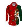 Men's Christmas Shirt Contrast Color Cartoon Elk Snowflake Gift Print Button Up Long Sleeve Holiday Shirt - multicolor 5XL