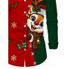 Men's Christmas Shirt Contrast Color Cartoon Elk Snowflake Gift Print Button Up Long Sleeve Holiday Shirt - multicolor 5XL