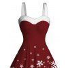 Christmas Dress Contrast Color Snowflake Print Faux Fur A Line Holiday Dress - Rouge Vineux XXL | US 14