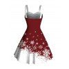 Christmas Dress Contrast Color Snowflake Print Faux Fur A Line Holiday Dress - Rouge Vineux XXL | US 14