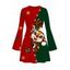 Christmas Dress Contrast Color Cartoon Elk Snowflake Gift Print Bell Sleeve A Line Holiday Dress - multicolor S | US 4