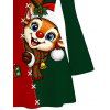 Christmas Dress Contrast Color Cartoon Elk Snowflake Gift Print Bell Sleeve A Line Holiday Dress - multicolor S | US 4