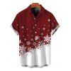 Men's Christmas Shirt Contrast Color Snowflake Print Button Up Short Sleeve Holiday Shirt - Rouge Vineux 5XL