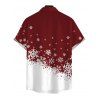 Men's Christmas Shirt Contrast Color Snowflake Print Button Up Short Sleeve Holiday Shirt - Rouge Vineux 5XL