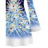 Christmas Dress Starry Sky Christmas Tree Print Bell Sleeve A Line Holiday Dress - Bleu L | US 8-10