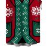 Men's Holiday Party Shirt Christmas Elements Snowflake Print Button Up Short Sleeve Shirt - Rouge 5XL