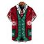 Men's Holiday Party Shirt Christmas Elements Snowflake Print Button Up Short Sleeve Shirt - Rouge 5XL
