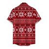 Holiday Couple Outfit Snowflake Zig Zag Geometric Print Faux Fur Dress and Christmas Elements Print Shirt Set - Rouge S | US 4