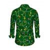Men's Christmas Shirt Colored LED String Lights Print Button Up Long Sleeve Holiday Shirt - PLANT GREEN 5XL