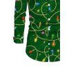 Men's Christmas Shirt Colored LED String Lights Print Button Up Long Sleeve Holiday Shirt - PLANT GREEN 5XL