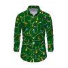 Men's Christmas Shirt Colored LED String Lights Print Button Up Long Sleeve Holiday Shirt - PLANT GREEN 5XL