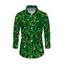 Men's Christmas Shirt Colored LED String Lights Print Button Up Long Sleeve Holiday Shirt - PLANT GREEN 5XL