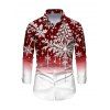 Men's Holiday Shirt Christmas Tree Snowflake Star Ombre Print Button Up Long Sleeve Shirt - Rouge Vineux 5XL
