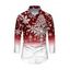 Men's Holiday Shirt Christmas Tree Snowflake Star Ombre Print Button Up Long Sleeve Shirt - Rouge Vineux 5XL