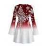 Holiday Dress Christmas Tree Snowflake Ombre Print Bell Sleeve A Line Dress - Rouge Vineux XL | US 12
