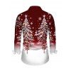 Men's Christmas Shirt Contrast Color Christmas Tree Print Long Sleeve Button Up Holiday Shirt - Rouge Vineux 5XL
