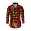 Men's Christmas Shirt Red Green Plaid Poinsettia Floral Print Button Up Long Sleeve Holiday Shirt - Rouge foncé 5XL